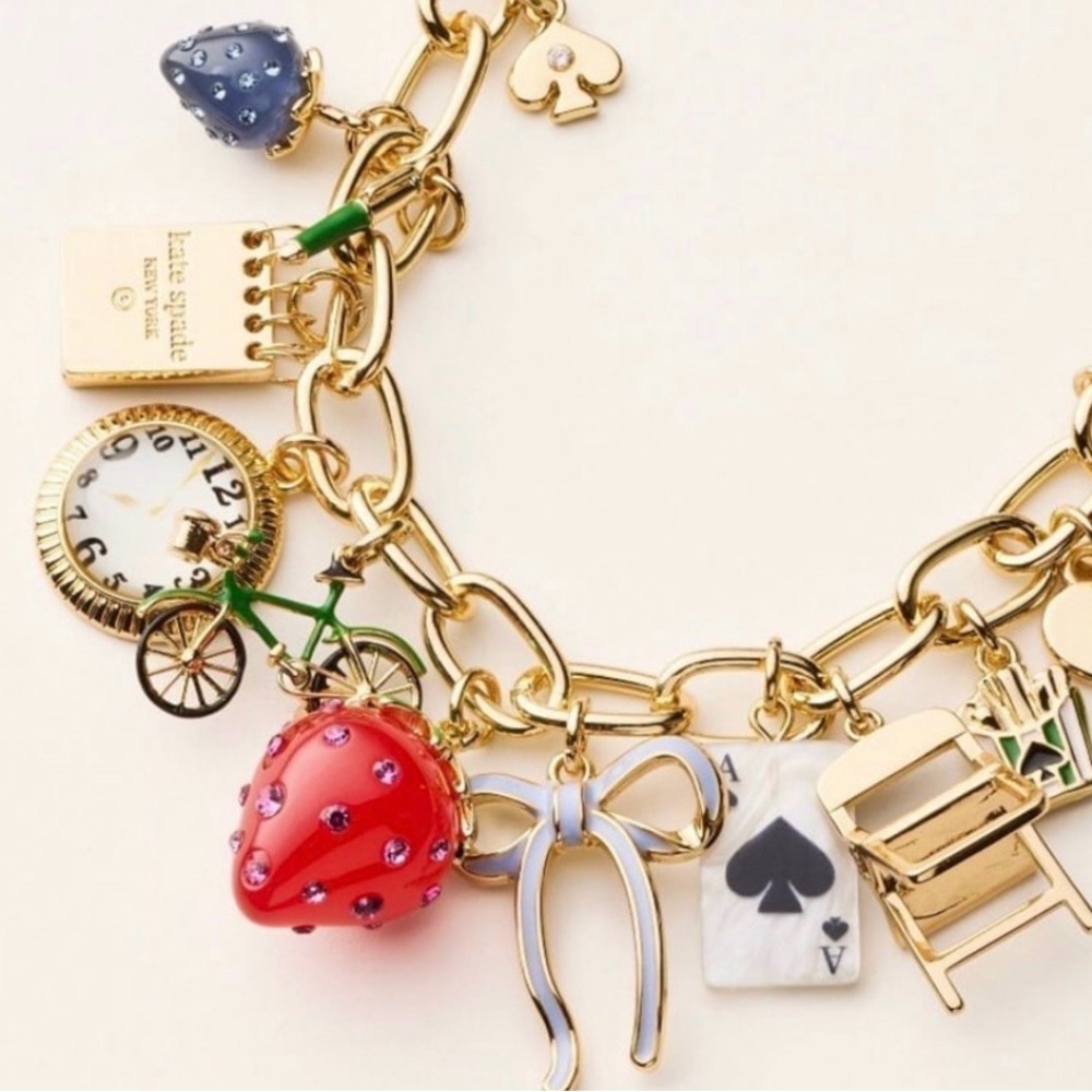 kate spade Gold-Tone Charm Necklace with Red Strawberry and Black Accent - Picture 4 of 7